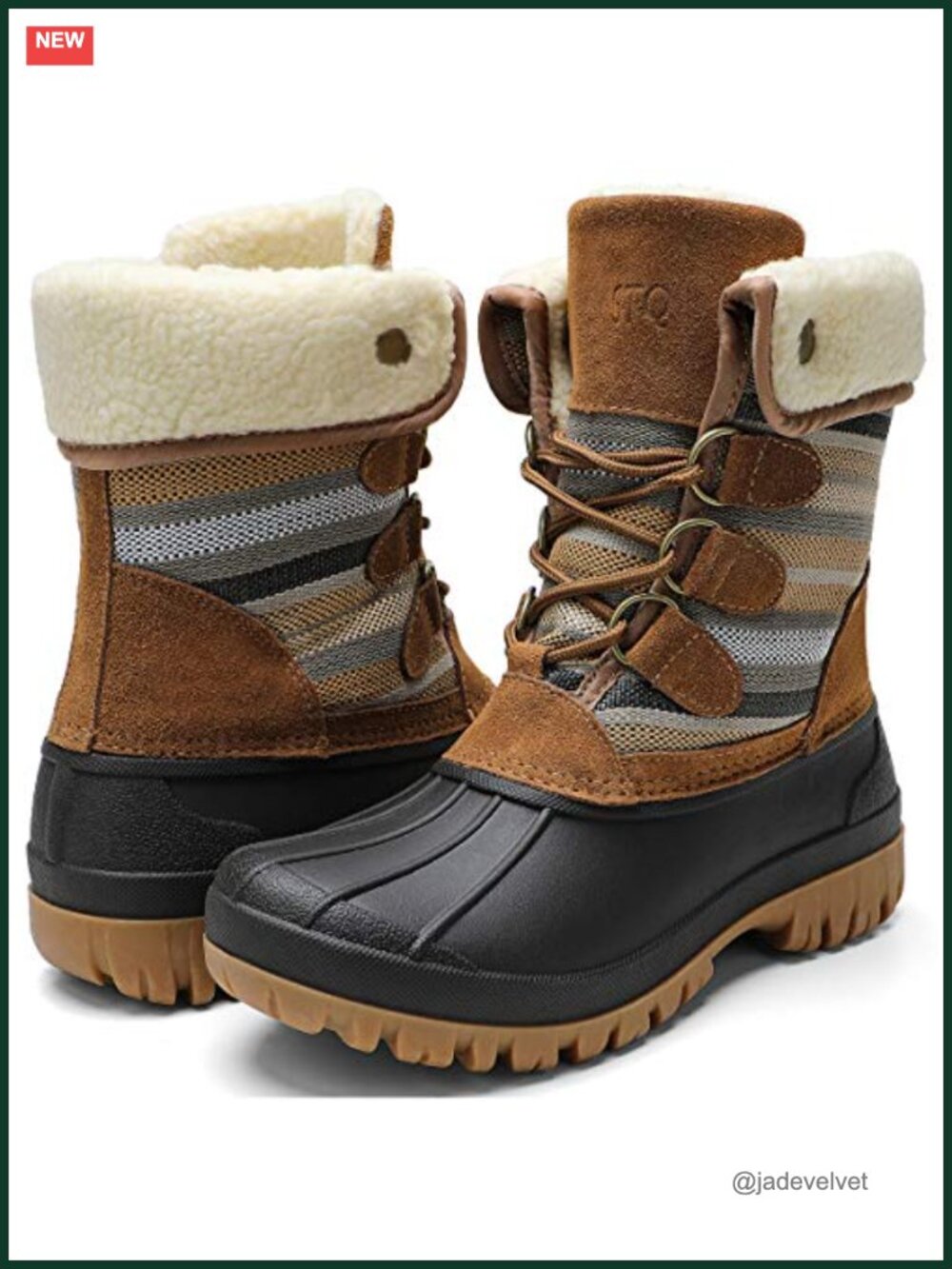 Waterproof Duck Snow Boots Foldable Shaft Fleece Lined Winter Boots